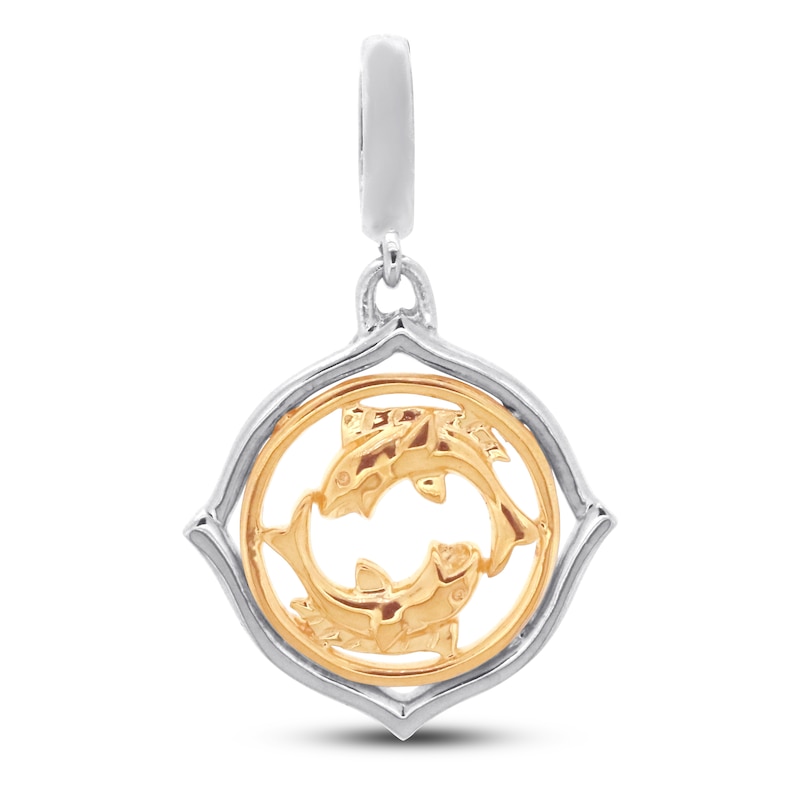 Main Image 1 of True Definition Pisces Zodiac Charm Sterling Silver/10K Yellow Gold