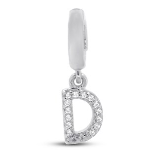 True Definition Letter D Initial Charm 1/20 ct tw Diamonds Sterling ...