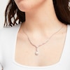 Thumbnail Image 5 of Cultured Pearl & White Lab-Created Sapphire Drop Necklace Sterling Silver 18"
