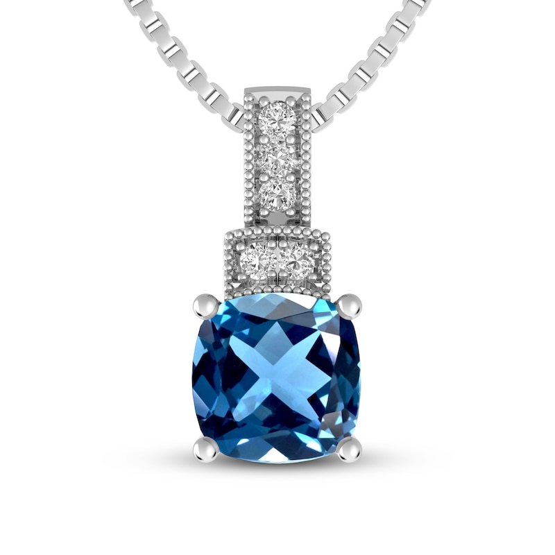 Main Image 1 of Blue & White Topaz Necklace Sterling Silver 18&quot;