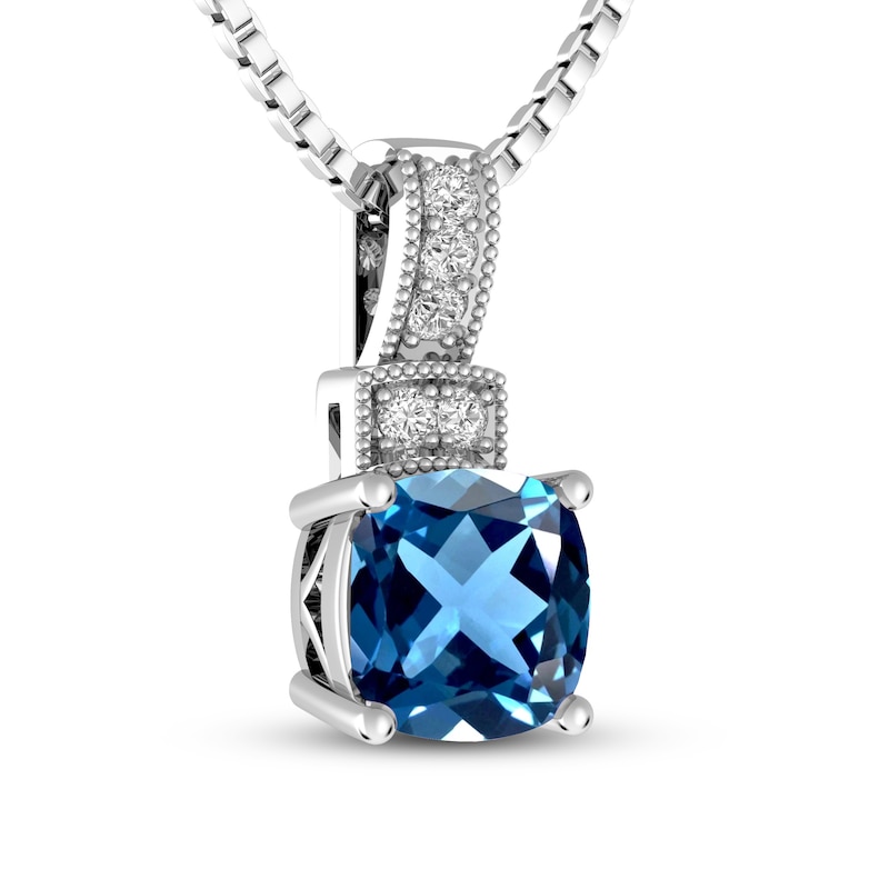 Main Image 2 of Blue & White Topaz Necklace Sterling Silver 18&quot;