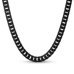Solid Matte Curb Necklace Black Ion-Plated Stainless Steel 24&quot;