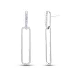 White Lab-Created Sapphire Paperclip Drop Earrings Sterling Silver