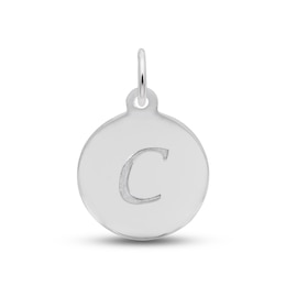 Letter C Monogram Disc Charm Sterling Silver