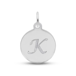 Letter K Monogram Disc Charm Sterling Silver