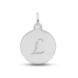 Letter L Monogram Disc Charm Sterling Silver