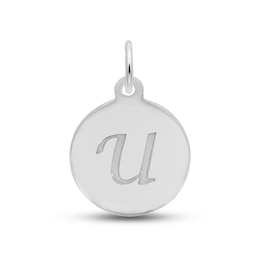 Letter U Monogram Disc Charm Sterling Silver