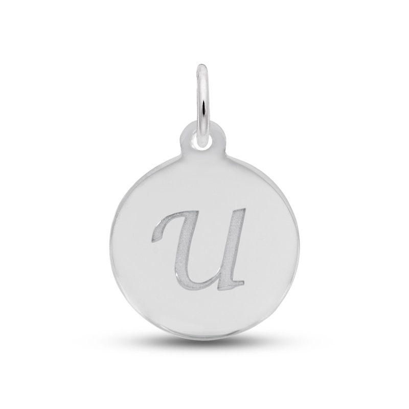 Main Image 1 of Letter U Monogram Disc Charm Sterling Silver