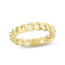 Polished Curb Chain Ring 14K Yellow Gold - Size 7