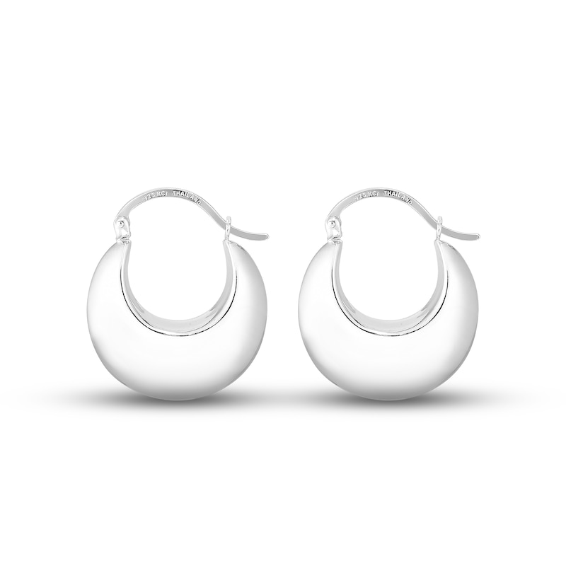 Main Image 3 of Polished Puff Hoop Earrings Sterling Silver