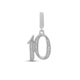 True Definition Number 10 Charm with Diamonds Sterling Silver