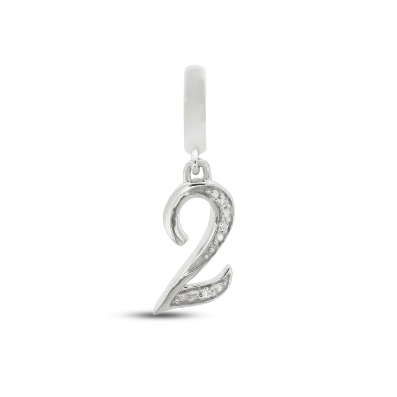 Main Image 1 of True Definition Number 2 Charm with Diamonds Sterling Silver