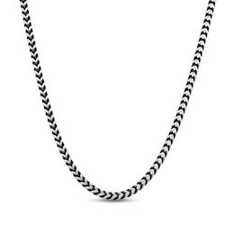 Solid Foxtail Chain Necklace 4mm Stainless Steel & Black Ion-Plating 24&quot;