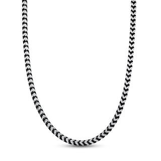 Solid Foxtail Chain Necklace 4mm Black Ion-Plated Stainless Steel 20