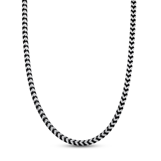 Solid Foxtail Chain Necklace 5mm Black Ion-Plated Stainless Steel 22"