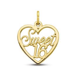 &quot;Sweet 16&quot; Heart Charm 10K Yellow Gold