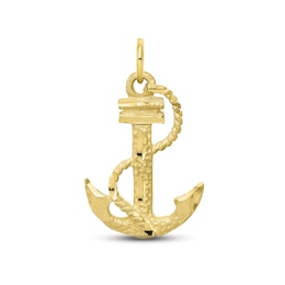 Men's Anchor Charm 10K Yellow Gold