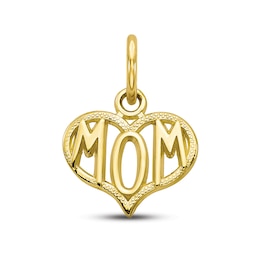 &quot;Mom&quot; Heart Charm 10K Yellow Gold