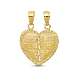 &quot;Best Friends&quot; Heart Charms 10K Yellow Gold