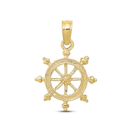 Men's Ship Wheel Charm 10K Yellow Gold