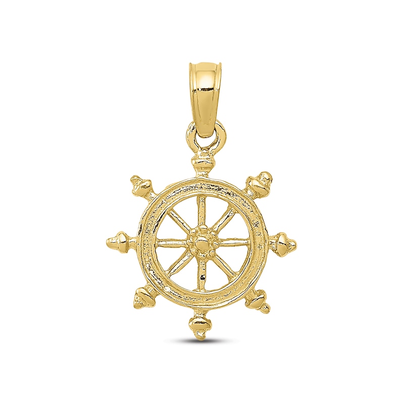 Main Image 1 of Men's Ship Wheel Charm 10K Yellow Gold