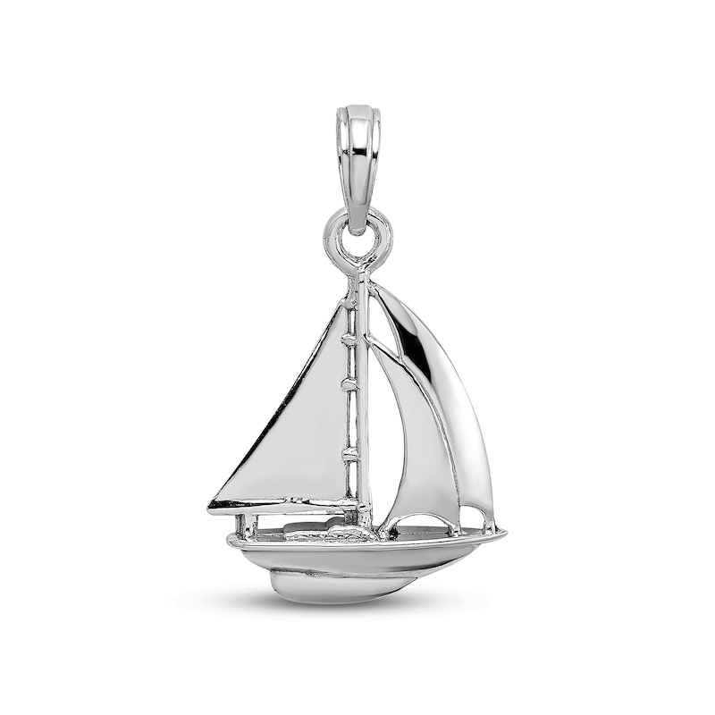 Main Image 1 of Men's Sailboat Charm 10K White Gold