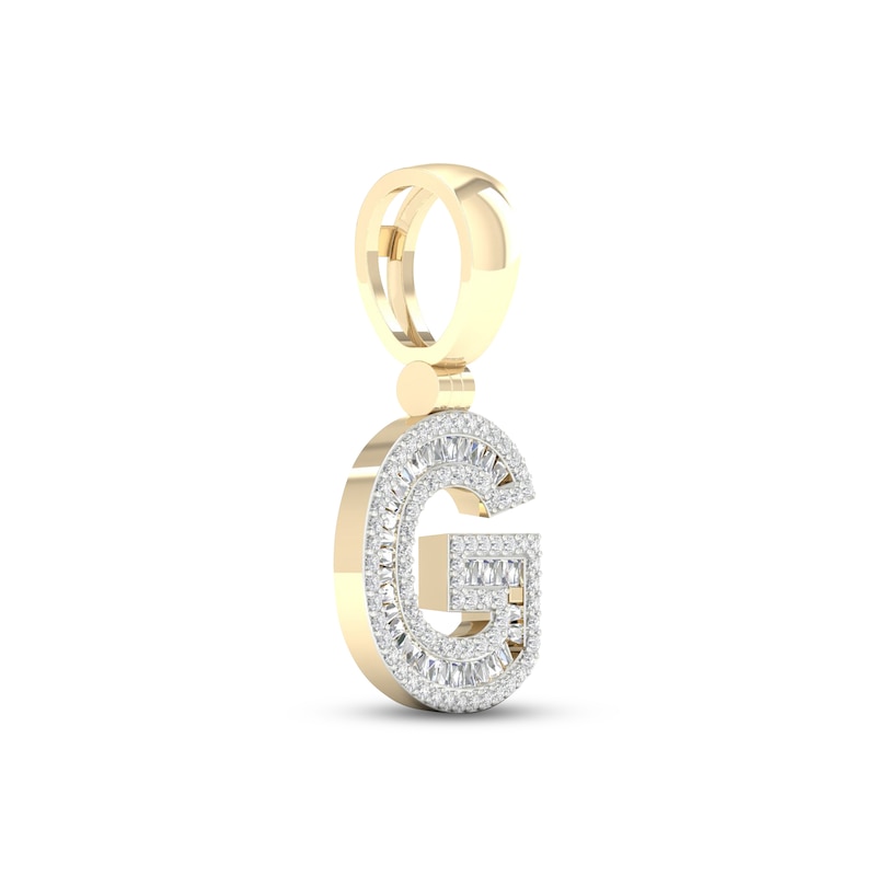 Main Image 2 of Diamond G Initial Charm 1/2 ct tw Baguette & Round-cut 10K Yellow Gold