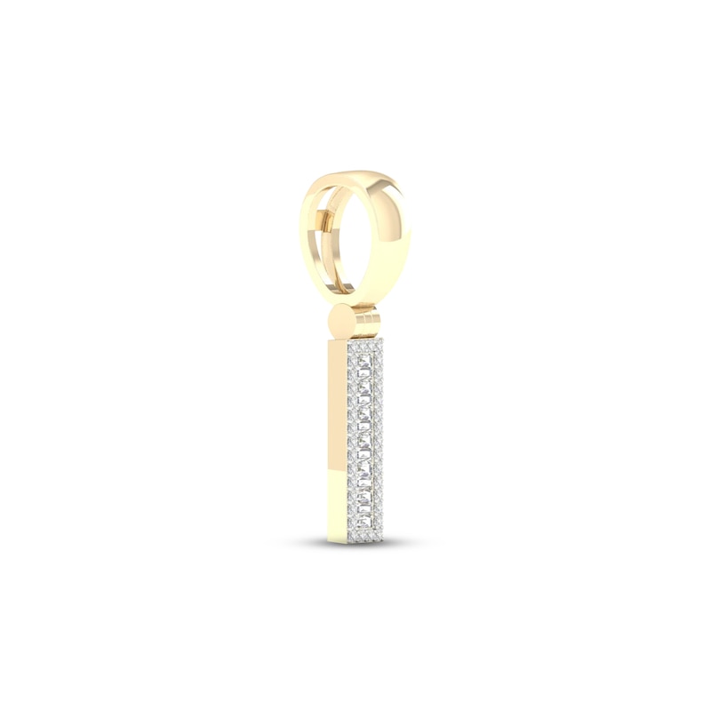 Main Image 2 of Diamond I Initial Charm 1/5 ct tw Baguette & Round-cut 10K Yellow Gold