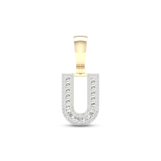 Diamond C Initial Charm 3/8 ct tw Baguette & Round-cut 10K Yellow Gold