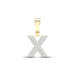 Diamond X Initial Charm 3/8 ct tw Baguette & Round-cut 10K Yellow Gold