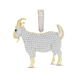 Men's Diamond & Spinel Goat Charm 1/2 ct tw Round-cut 10K Yellow Gold