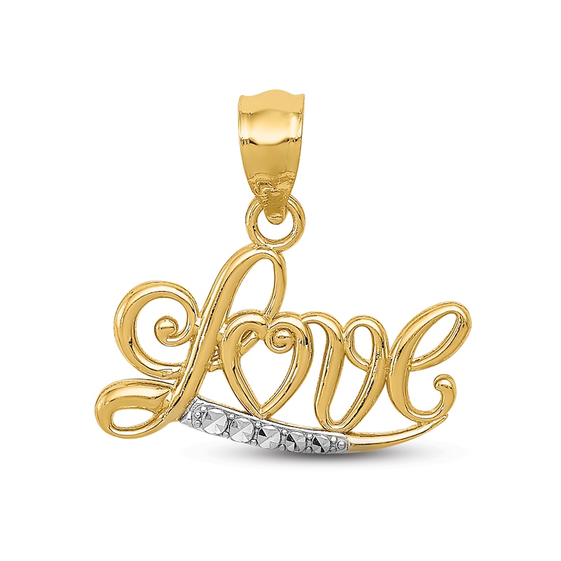 Main Image 1 of Diamond-cut &quot;Love&quot; Charm 14K Yellow Gold