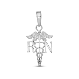 &quot;RN&quot; Caduceus Charm 14K White Gold