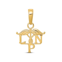 &quot;LPN&quot; Caduceus Charm 14K Yellow Gold