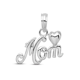 &quot;Mom&quot; Heart Charm Sterling Silver