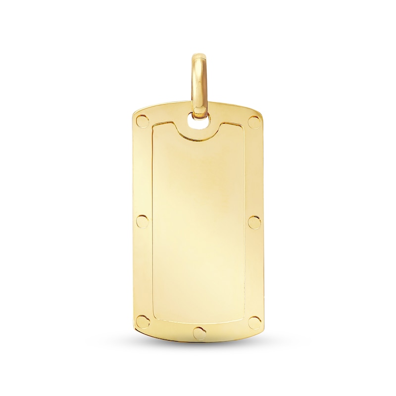 Main Image 1 of Men's High Polish Dog Tag Charm 10K Yellow Gold