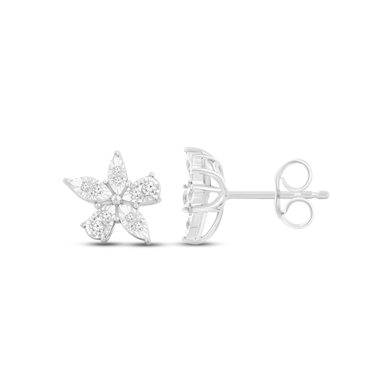 1/20 CT. T.W. Diamond Snowflake Stud Earrings in Sterling Silver