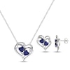 Thumbnail Image 1 of Blue Lab-Created Sapphire & Diamond Double Heart Gift Set 1/20 ct tw Sterling Silver