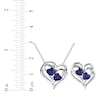 Thumbnail Image 2 of Blue Lab-Created Sapphire & Diamond Double Heart Gift Set 1/20 ct tw Sterling Silver