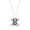 Thumbnail Image 1 of Disney Treasures Pirates of the Caribbean Black & White Diamond Skull & Crossbones Necklace 1/6 ct tw Sterling Silver 19”