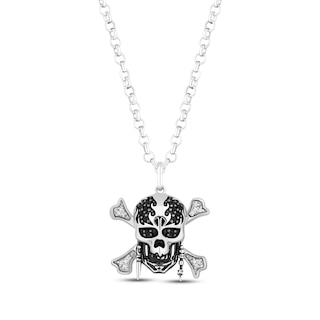 Disney Treasures Pirates of the Caribbean Medallion Necklace 1/6 ct tw  Sterling Silver & 10K Yellow Gold 19”