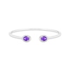 Thumbnail Image 0 of Oval-Cut Amethyst & Round-Cut White Lab-Created Sapphire Cuff Bangle Bracelet Sterling Silver