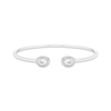 Thumbnail Image 1 of Oval & Round-Cut White Lab-Created Sapphire Cuff Bangle Bracelet Sterling Silver