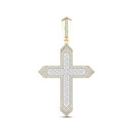 Men's Diamond Pointed Cross Charm 2 ct tw 10K Yellow Gold