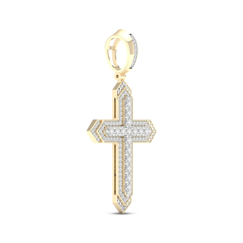 Main Image 2 of Men's Diamond Pointed Cross Charm 2 ct tw 10K Yellow Gold