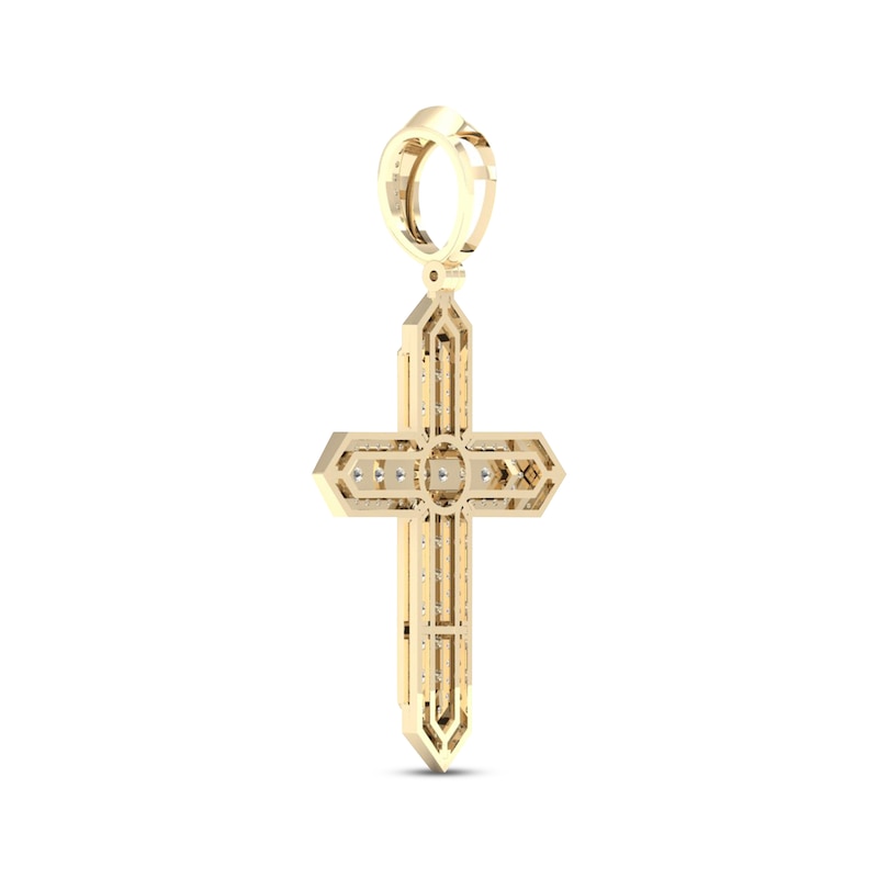 Main Image 3 of Men's Diamond Pointed Cross Charm 2 ct tw 10K Yellow Gold