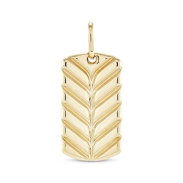 Men's Polished Chevron Dog Tag Charm 10K Yellow Gold