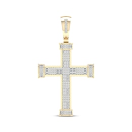 Men's Baguette & Round-Cut Diamond Cross Charm 3/4 ct tw 10K Yellow Gold