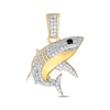 Thumbnail Image 1 of Men's White & Black Diamond Shark Charm 14K Yellow Gold-Plated Sterling Silver