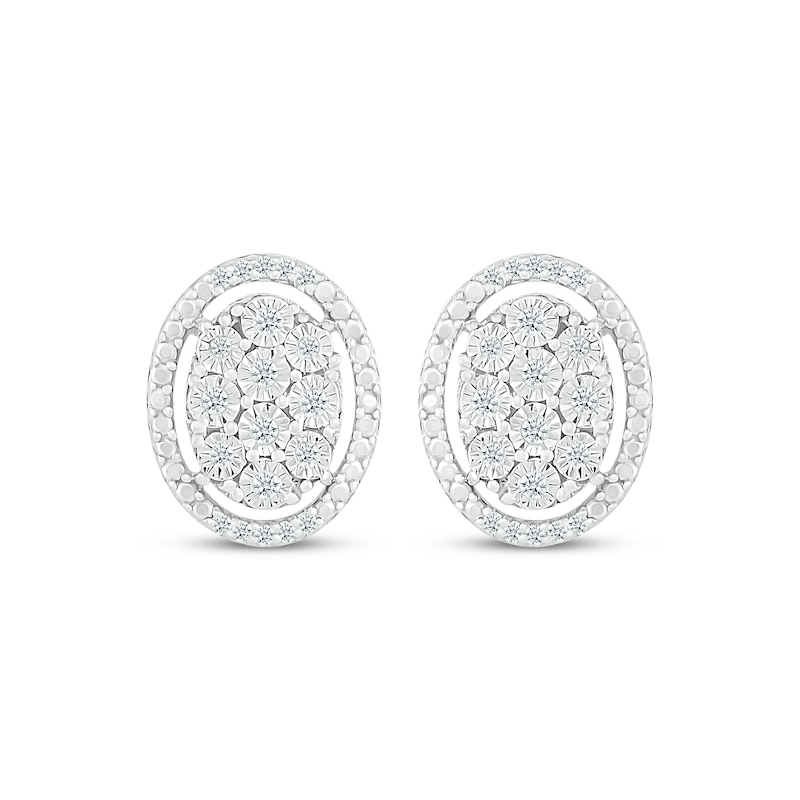 Main Image 2 of Multi-Diamond Oval-Shaped Stud Earrings 1/10 ct tw Sterling Silver